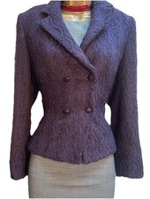 MINUET Jacket bouclee  Wool   Lavender purple Collar tailored UK10 