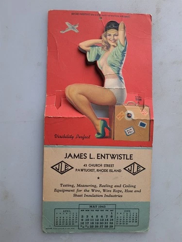 1943 WWII Red White Blue Diecut Desk PINUP Calendar, Earl Moran art