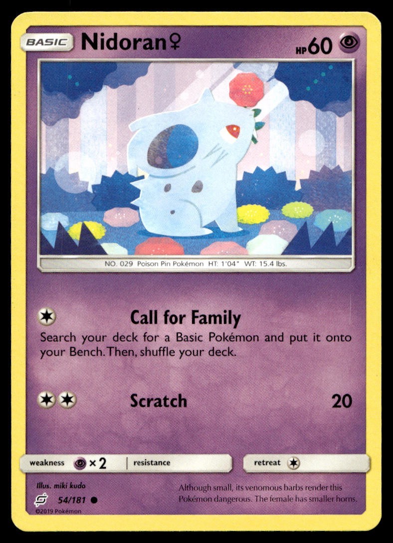 Nidoran 54/181 Pokemon Card Team Up Common 60 HP Lightly Played FV