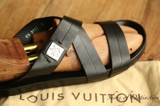 Louis Vuitton Black Leather Silver Bit Sandals Sliders Shoes Mens UK 7 US 8