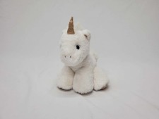 FAO Schwarz White Unicorn Mini Gold Glitter Plush 8" Stuffed Animal