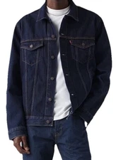 Levi’s standard fit men’s 100% Cotton denim trucker jacket dark wash M,L,XL