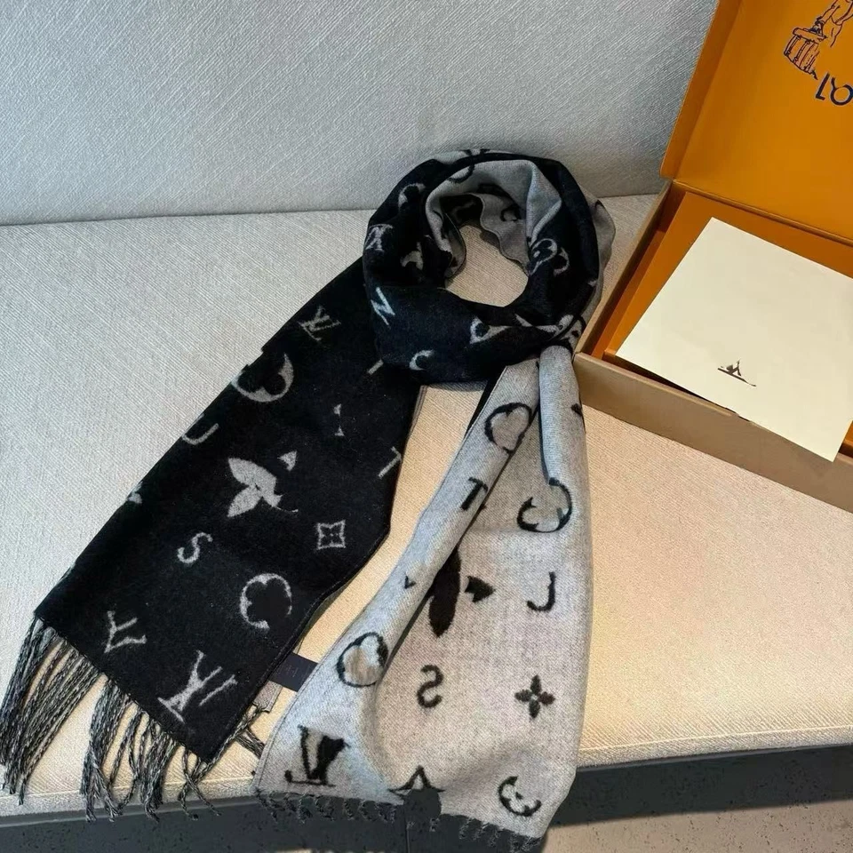 Calentador de cuello con letras largas L chal de invierno engrosado con borlas Foto 3 de 4