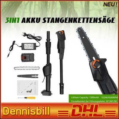 Astkettensäge Astsäge Teleskop-Kettensäge 1.25M Hochentaster Lange 1500mAh Säge