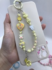 DIY Beaded Phone Charm Wristlet Bracelet String Strap Bag Charm Gift Cute Yellow