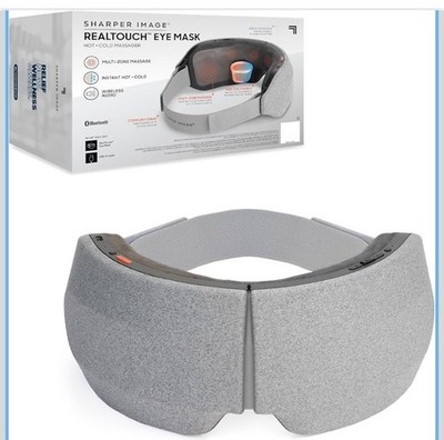Sharper Image RealTouch Eye Mask Massager Hot & Cold + Bluetooth-Grey NEW!!
