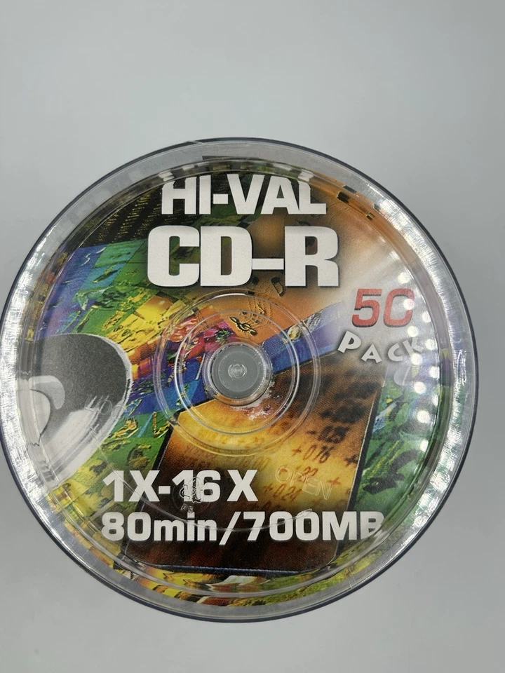 Nuevo Sellado Hi-Val CD-R 50 Discos Grabables Medios en Blanco, 1x-16x, 650mb, 80 min Foto 2 de 3