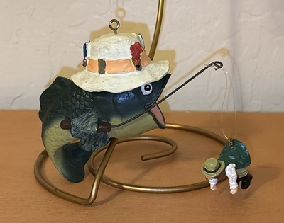#ad FISH Midwest Cannon Falls Christmas Ornaments Fish Hooking a Fisherman Humor $9.99