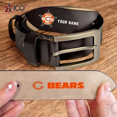 Personalized Chicago Football Team Bearss Men PU Leather Belt Gift Him Dad Papa
