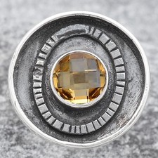 Faceted Natural Citrine 925 Sterling Silver Ring s.7 Jewelry R-1080