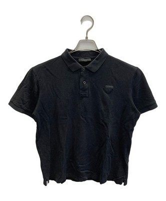 PRADA triangle logo polo shirt Size: S Black Men S181 UJN444