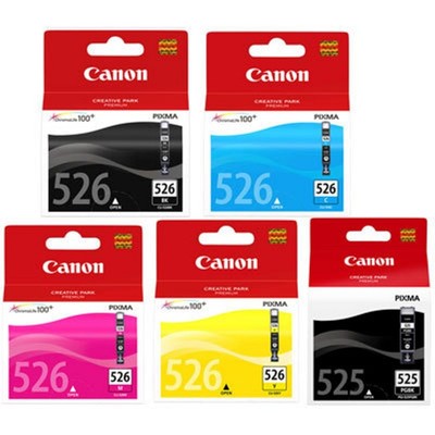 Lot De 5 Cartouches D'encre Compatibles Pour Imprimantes Canon Pixma IP4850 (PG I525 & CL I526) - Neuf