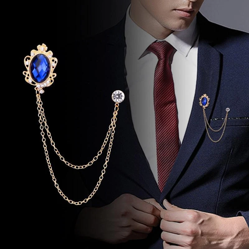 Chain Collar Lapel Pin Men s Brooch Suit Pin Badge with Chains