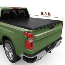 5.8 ft Bed Soft Quad-Fold Tonneau Cover For 07 - 25 Silverado/Sierra 1500 Truck