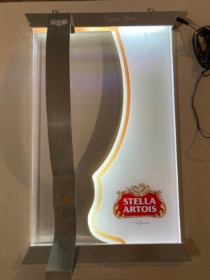   New Stella Artois Belgium Glass ''3D-Chalice'' Affect LED Beer Bar Sign Light