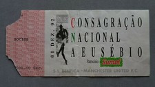 Eric Cantona Manchester United Debut Football Ticket Rookie 1992 Eusebio Benfica