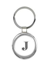 Monogram Letter J : Gift Round Keychain Name Initial Alphabet ABC