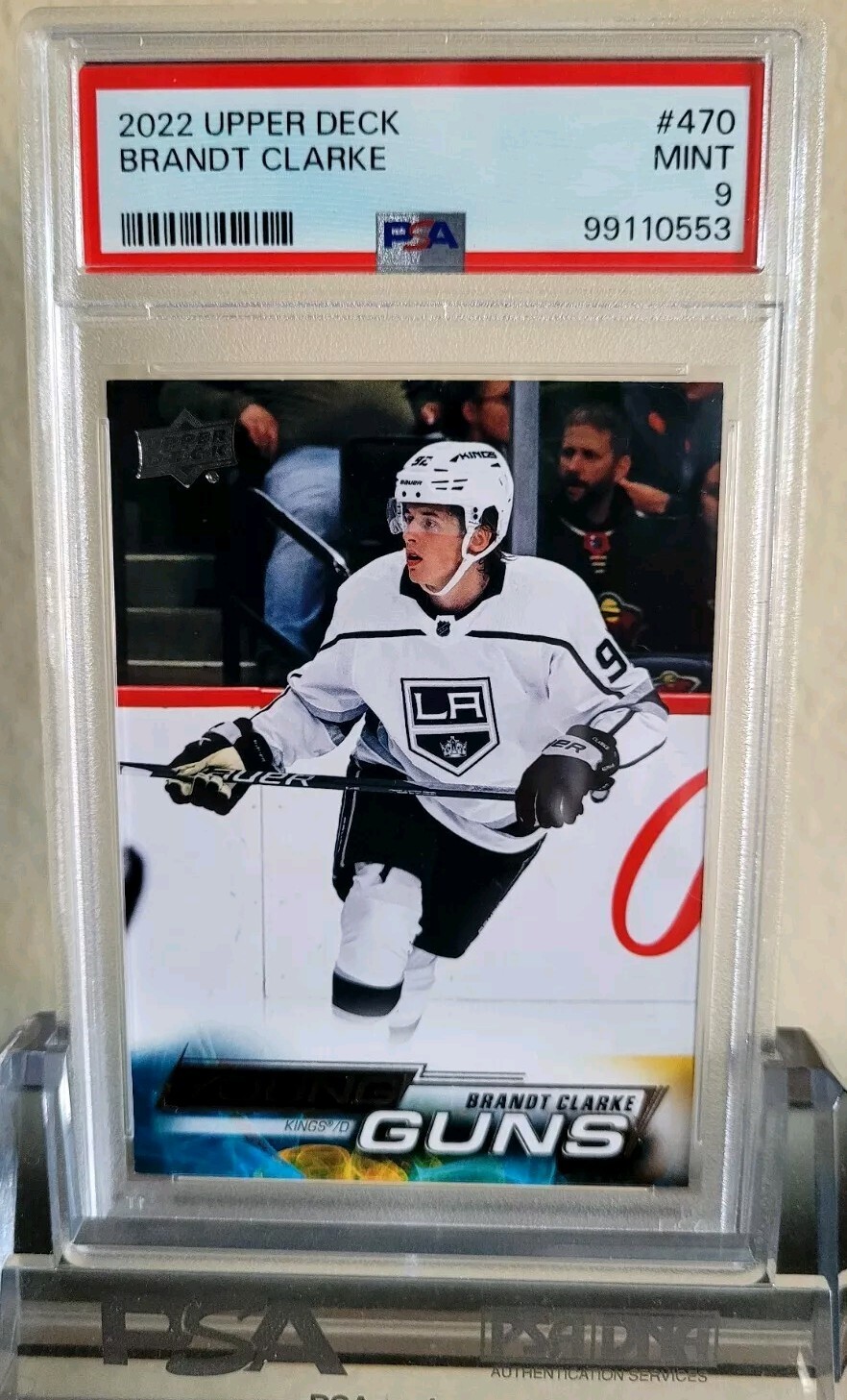 2022 Upper Deck #470 Brandt Clarke RC Young Guns PSA 9 Mint LA Kings Rookie
