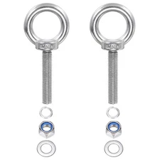 2Pcs M10 x 50mm 304 Stainless Steel Lifting Shoulder Eye Bolt with Nuts Washers