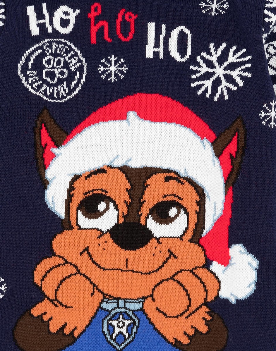 Paw Patrol Christmas Jumper Kids Boys Chase Navy Knitted Xmas Sweater | eBay