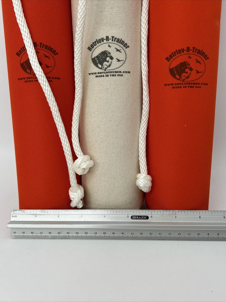Retriev-R-Trainer 12" Canvas Launcher Dummies w Rope Dog Training Golden LOT 3 - Image 4 of 4