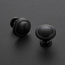Black Kitchen Cabinet Knobs - round Drawer Handles 30 Pack of Hardware
