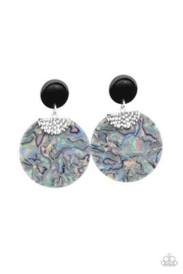 Paparazzi Really Retro-Politan Acrylic Silver IRIDESCENT Post Earring