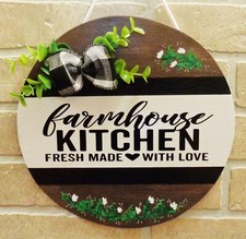 FARMHOUSE KITCHEN Sign Wood Plaque Country Decor Hand Crafted Door Wall