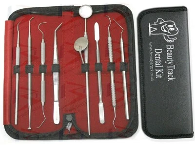 BEAUTYTRACK 11 Pcs Dental Tartar Calculus Plaque Remover Tooth Scraper Mirror Scaler Kit Set
