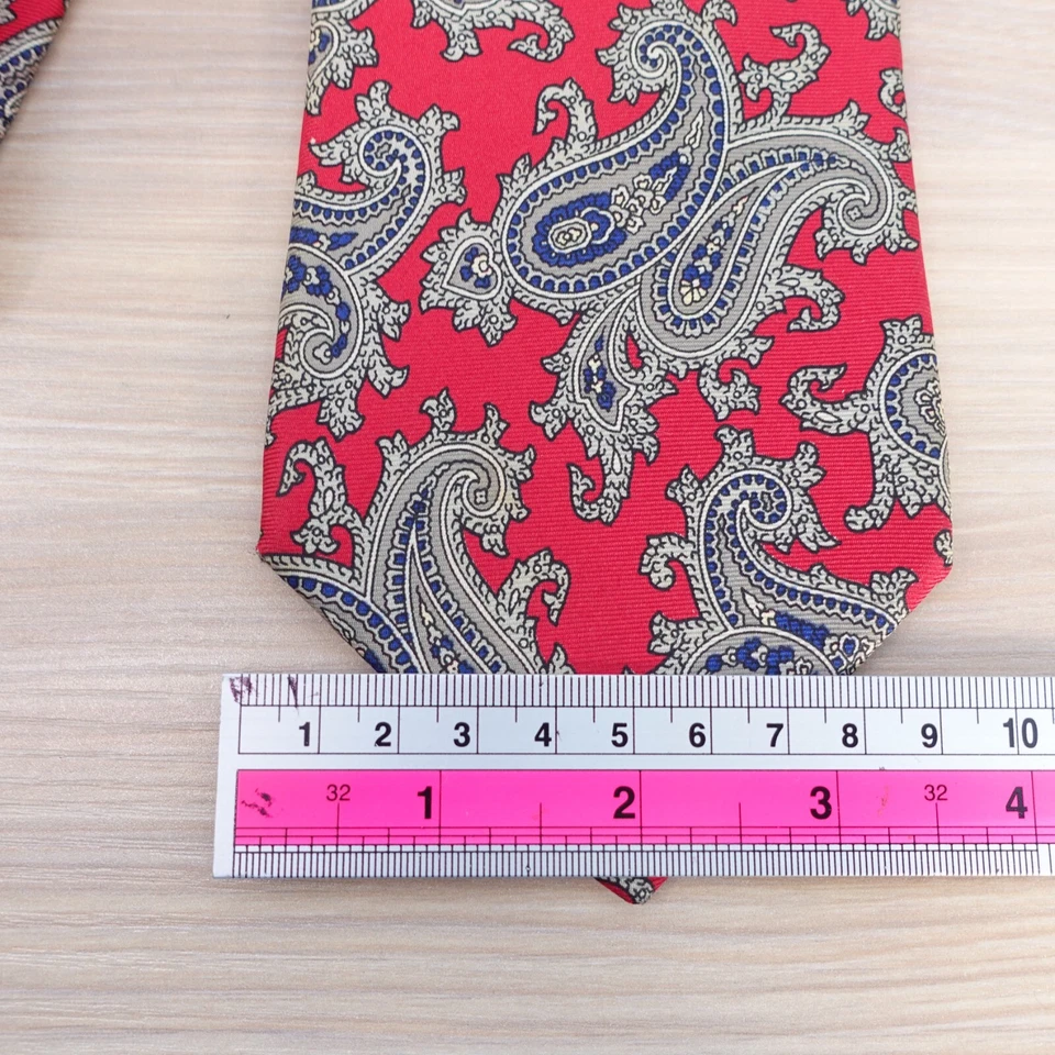 Corbata de cuello Windsor vintage para hombre roja cachemira seda Western Madder italiana retro EE. UU. Foto 4 de 4