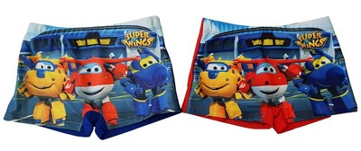 Super Wings 2er Set Jungen Badeshorts Badehosen rot blau Jerome Donnie Jett NEU