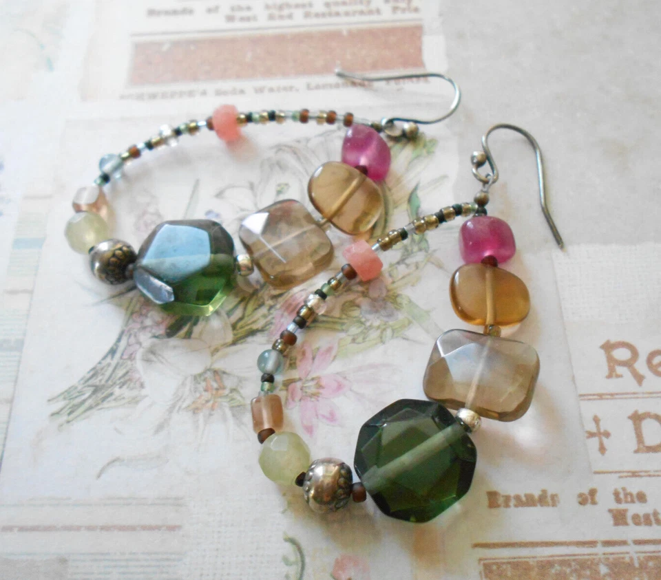 Pendientes Silpada Esterlina Calcedonia Cuarzo Vidrio Semilla Cuentas W2158 31BB3 Foto 2 de 4