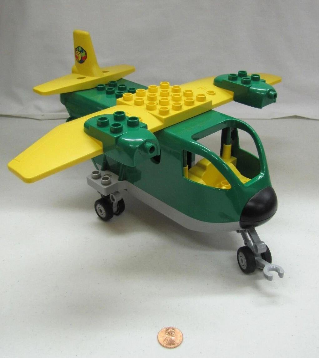 Lego Duplo GREEN CARGO AIRPLANE PLANE #5594 Jet All Wheels Back Door | eBay