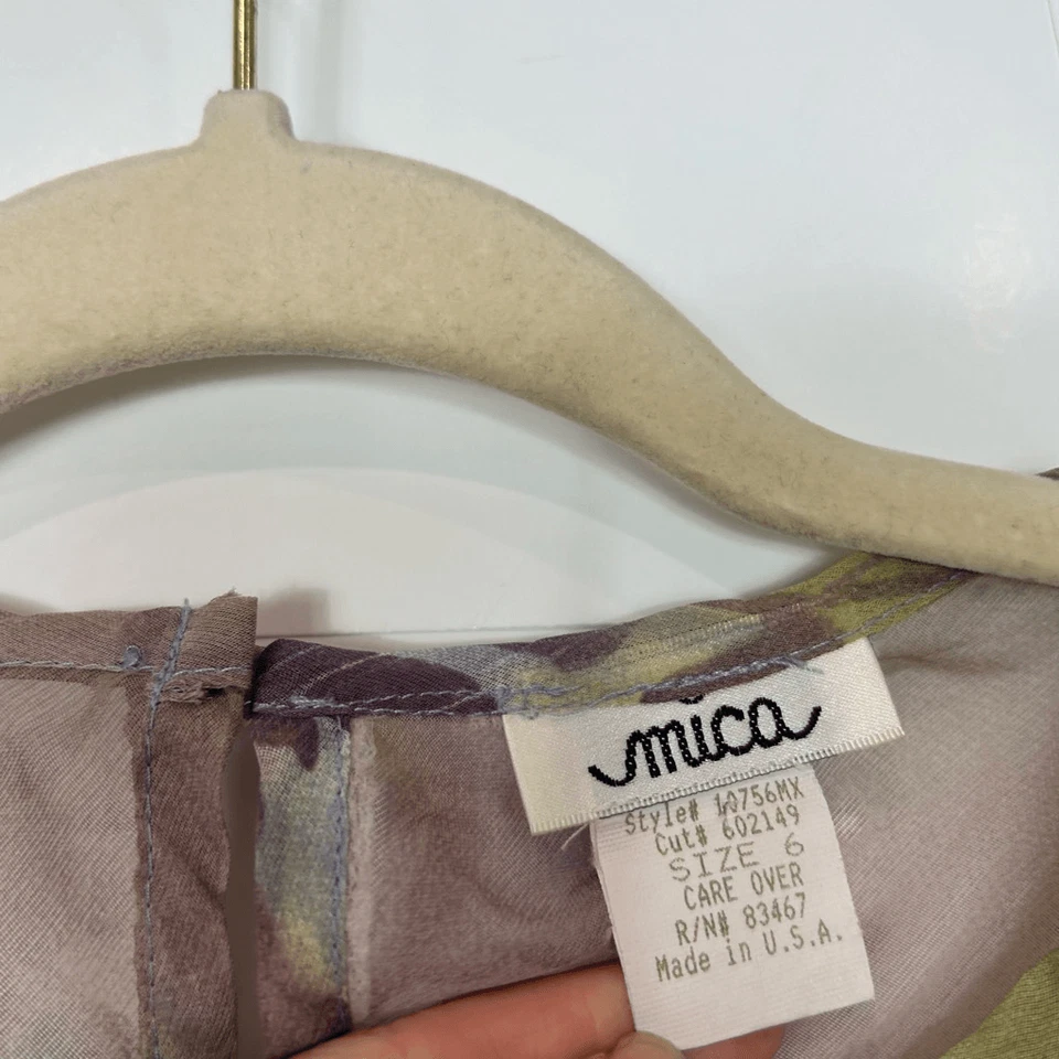 Vestido Mica Midi Etéreo 6 Azul Púrpura Sin Mangas Floral Gasa Transparente Superposición Foto 4 de 4