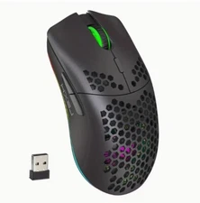 HXSJ Wireless Mouse, (Black), 2.4G Built-in ,RGB Design, Rechargeable Battery