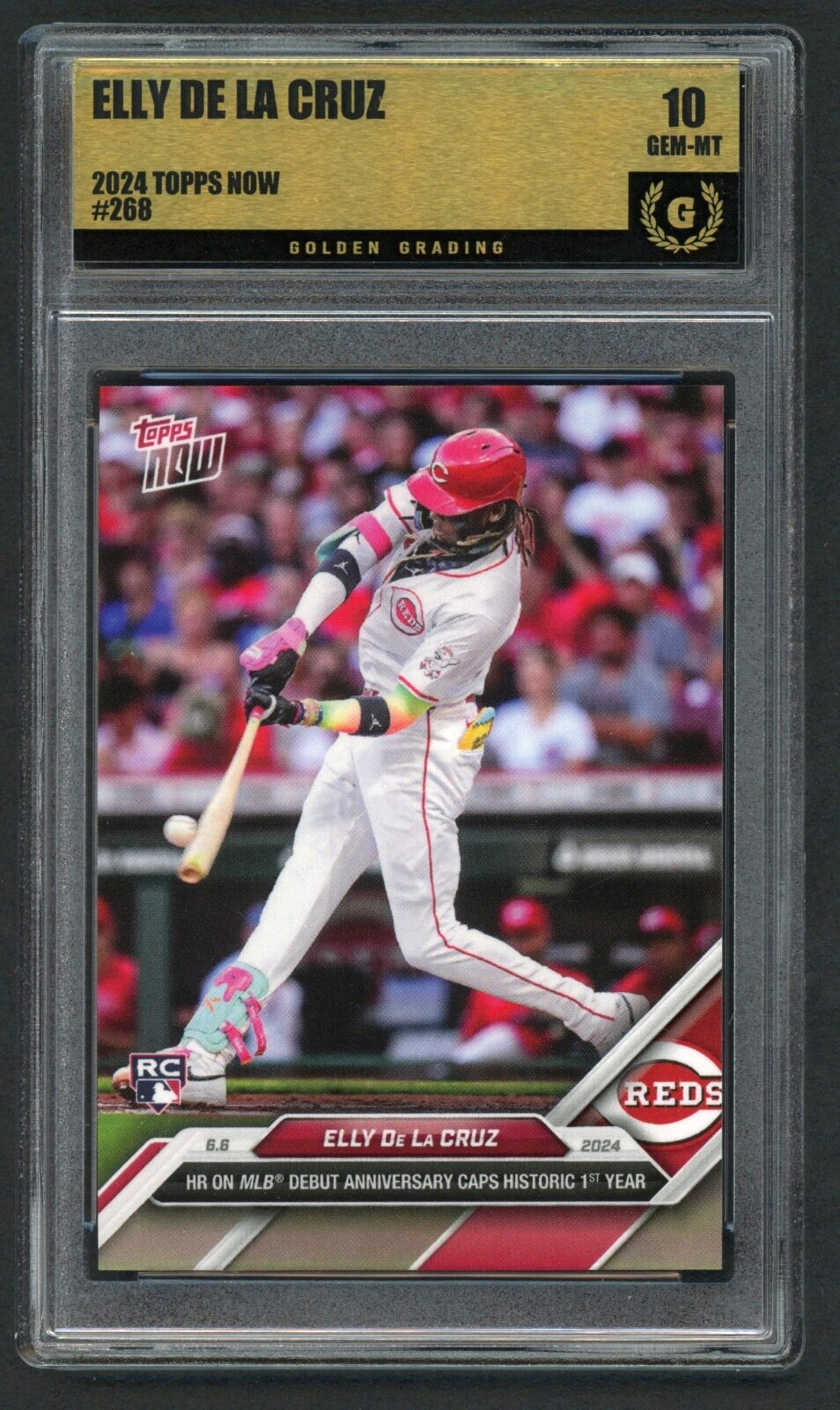 2024 Topps Now Elly De La Cruz #268 RC Rookie-HR DEBUT ANNIV.  Graded 10 GEM MT