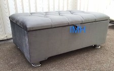 Image of Chesterfield Handmade Footstool Small Ottoman Storage Box Soft / Plush Velvet