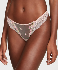 Victoria's Secret Dream Angels unlined bra set embroidery pink rose bud sheer