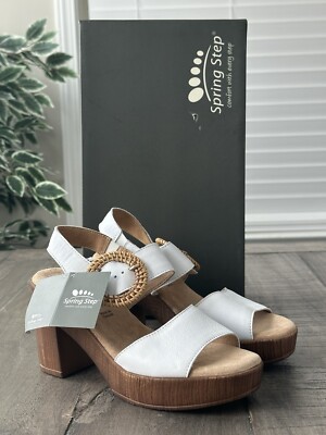 Spring Step Gamona Ankle-Strap Heeled Sandal White Women s US 5.5 - 6