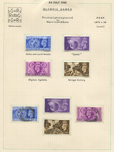 GB GVI kleine Studie der Olympischen Spiele 1948 SG495/498 mit Zylinder 1 kein Punkt 3D-Fehler - Bild 2 von 3