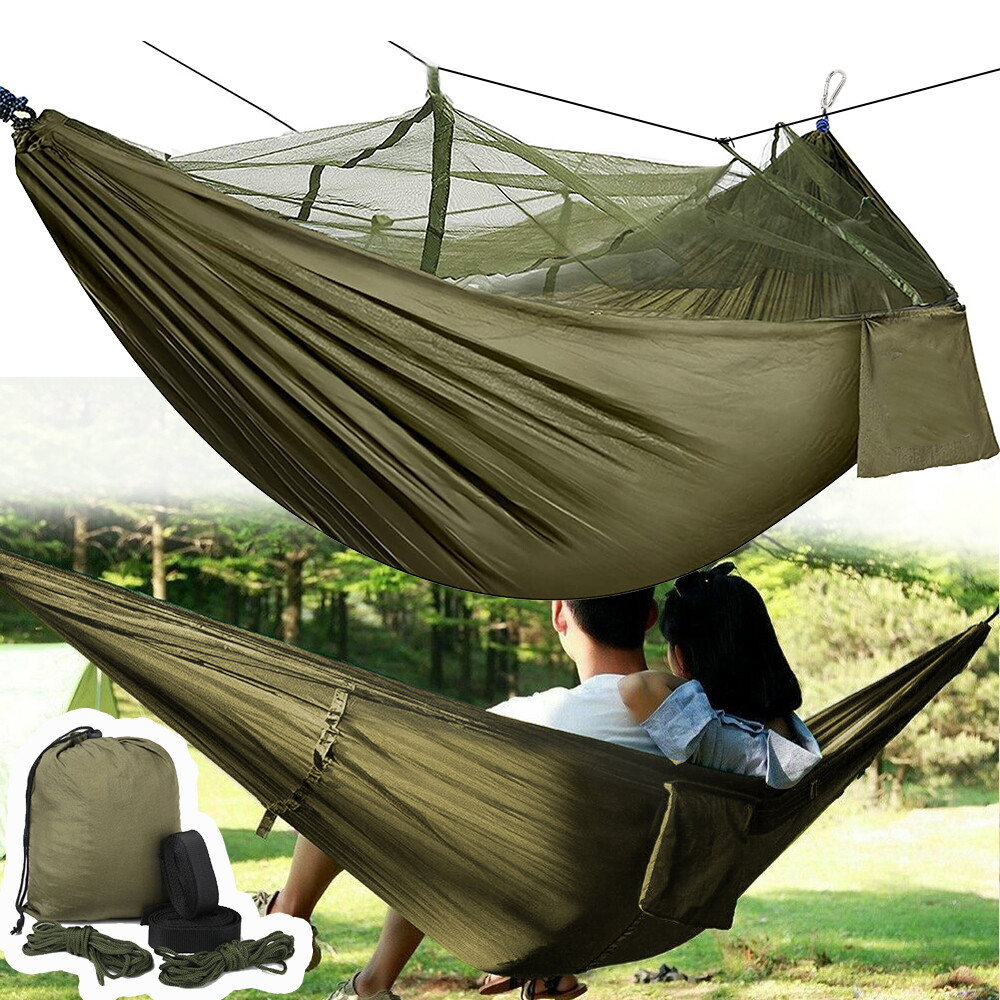Person Portable Camping Hammock With Mosquito Net Nylon Hanging