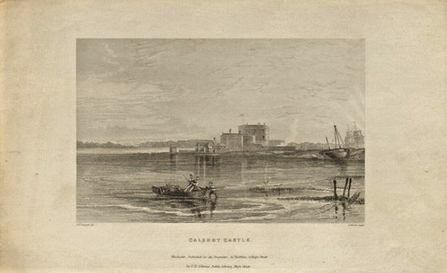 19th century engraving titled " calshot castle "