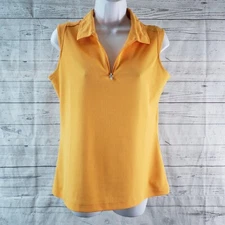 Nivo Womens Top Sz Medium Solid Orange 1/4 Zip Sleeveless