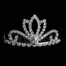 Flower Girl Crown Tiara Silver Swarvoski Rhinestone Elements With Comb