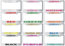 Chrome License Plate Frame Custom Color Auto Accessory Custom Text Personalize