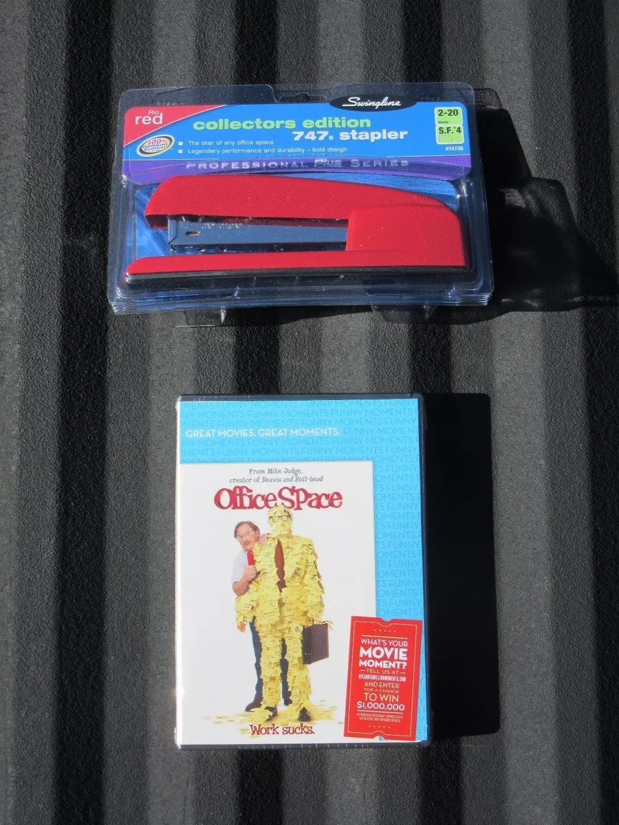 BRAND NEW SEALED Office Space DVD and Milton Red Swingline Stapler Aniston
