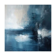 Wall Art White Abstract Painting Navy Blue Painting Beige Painting Sea Art