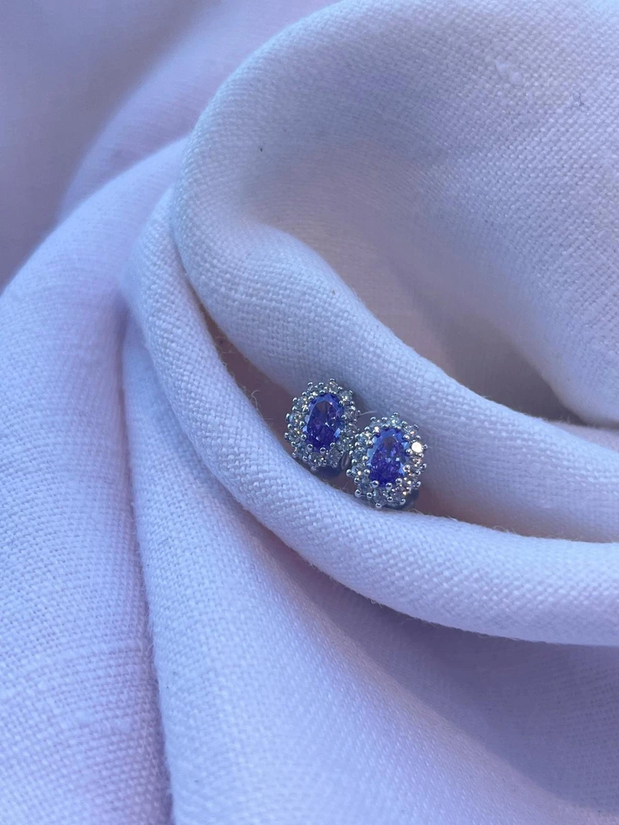 925 Argento Sterling Blu Zaffiro E Zircone Cubico