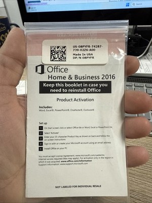 New Microsoft Office Home & Business 2016 Software for Windows