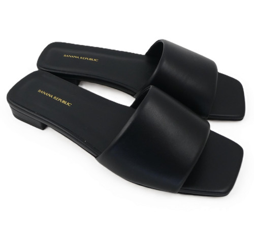 NWOB Banana Republic | Lucca Leather Clean Slide Sandal Black Women's US:7  $180